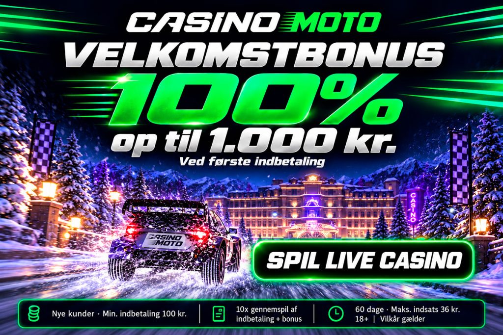 Casino Moto Live Casino  Få 100 Op Til 1000 Kr at Spille Onlinecasino for