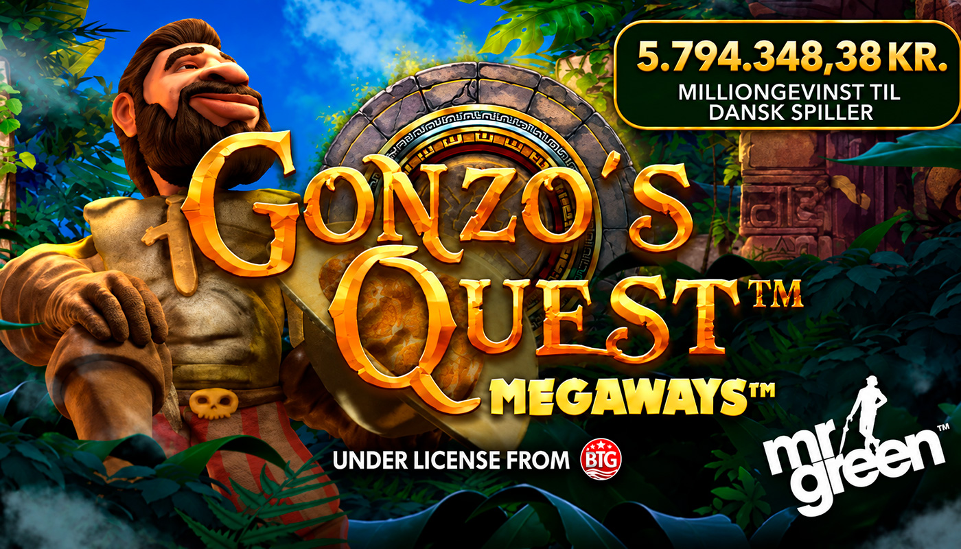 Gonzos Quest Megaways Game Banner Bearded Explorer in a Jungle with a Large Golden Title and Treasure Wheel